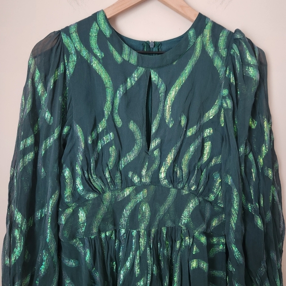 NWT Oliphant | Balloon Waisted Mini Dress in Aurora Teal - Size S - Picture 3 of 12